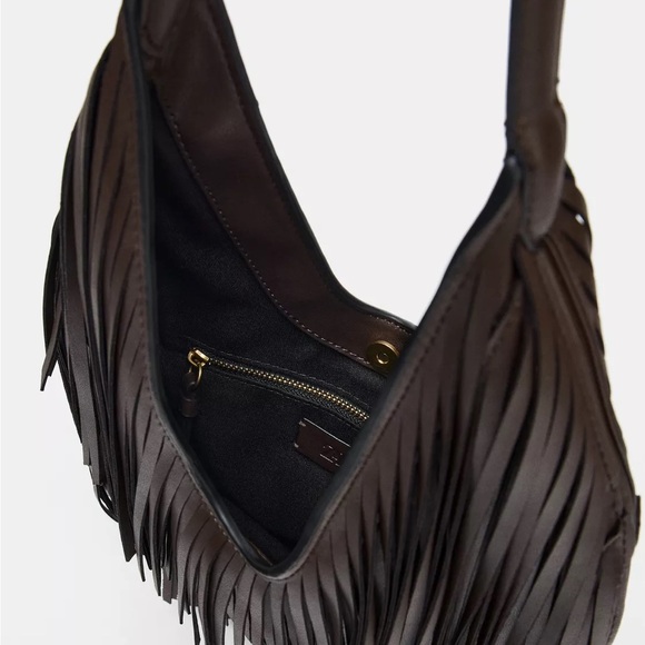 Zara Brown Fringe Shoulder Bag - Picture 7 of 7